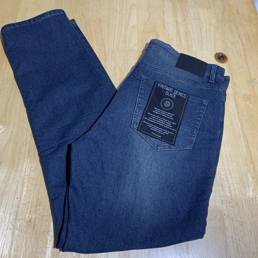 VGB Vintage Genes Black Slim Fit Comfort French Terry Denim Jeans Men's W36X32L